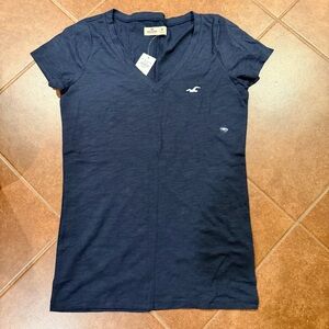Hollister Navy Blue V-Neck T-Shirt